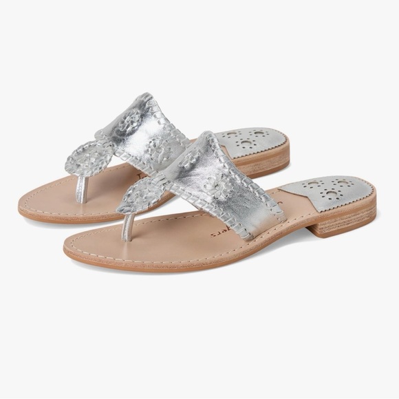 Jack Rogers Metallic Silver Hampton Sandals, Size 10 - Picture 3 of 12